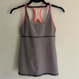 Lululemon Tank pink/tan/black stripe size 8